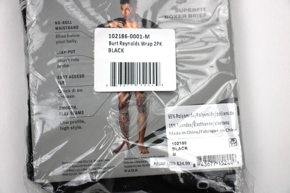 Pair Of Thieves Burt Reynolds Wrap SuperFit Boxer Brief Mens M Black 2 Pack